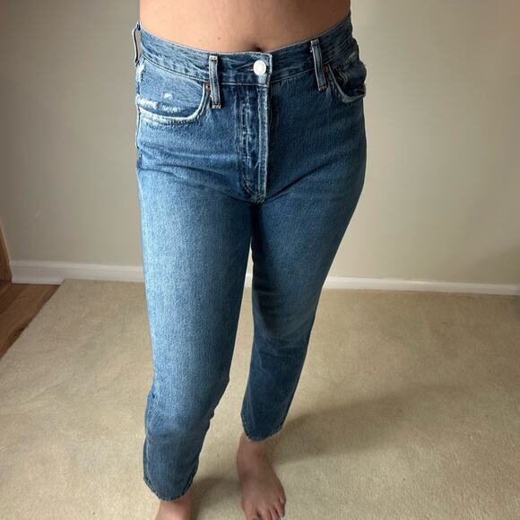 Agolde Blue High Rise Jeans with Relaxed Fit - Picture 3 of 6